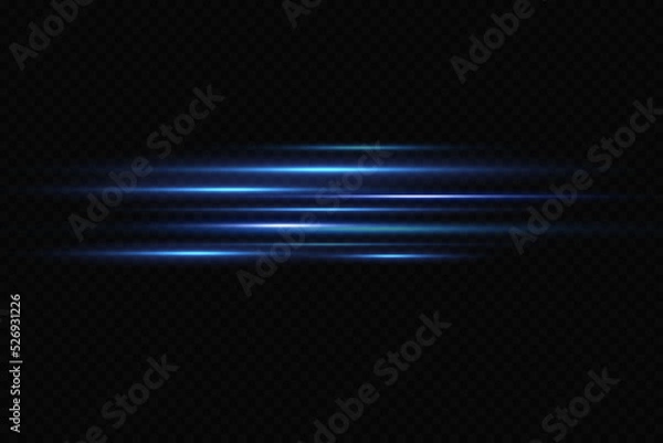 Fototapeta Motion light effect for banners. Blue lines. The effect of speed on a blue background.