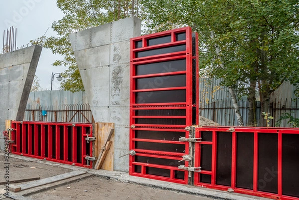 Fototapeta Wall formwork in residential construction.