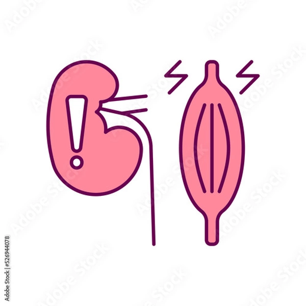 Fototapeta kidney problem, Symptoms, muscular pain, color editable icons for web design