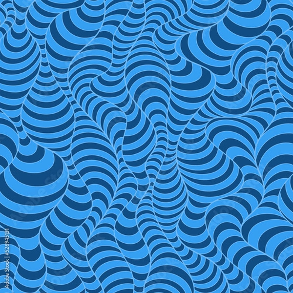 Obraz Seamless blue pattern of curved stripes and waves.Striped blue seamless pattern of arcs and smooth lines.