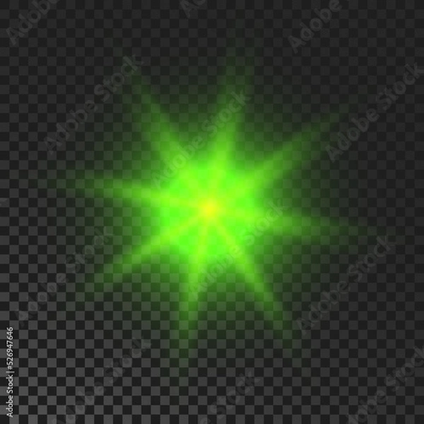 Fototapeta Green glowing sparkling star