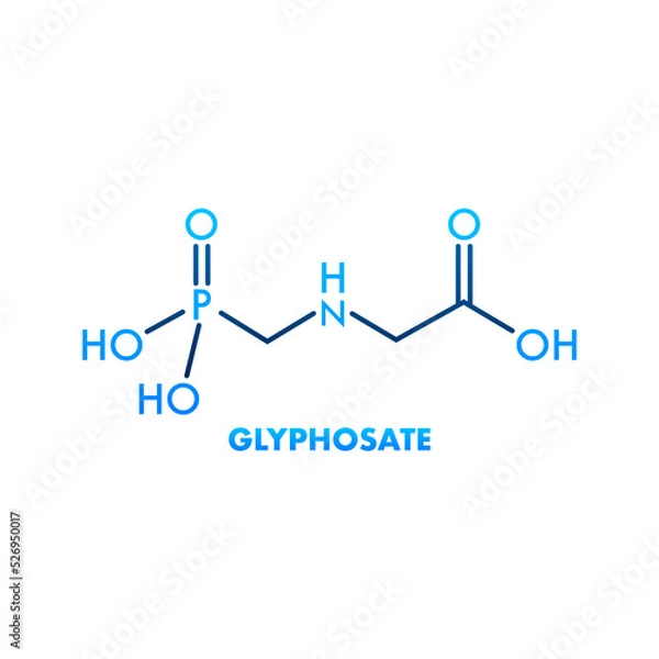 Fototapeta Glyphosate formula. Glyphosate herbicide molecule. Vector illustration