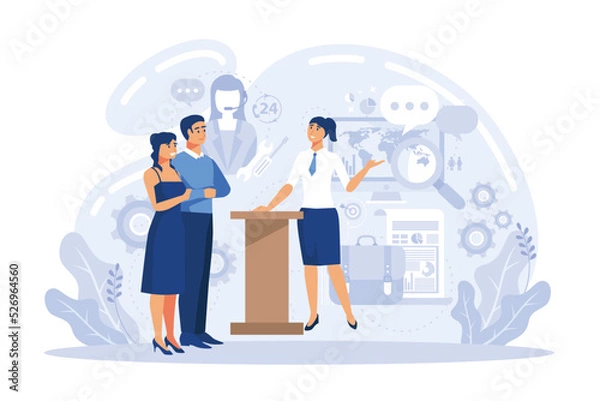 Fototapeta Registration or sign up user interface. People using secure login and password, account data for authorization. Personal data security. Registration page, user information, account authentification