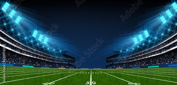 Fototapeta American football stadium vector illustration. Football field. Sport background. Match result template.