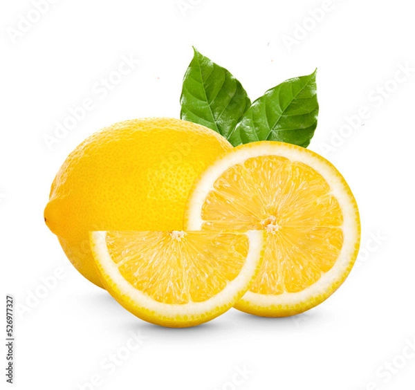 Fototapeta Fresh lemon isolated on transparent background. (.PNG)