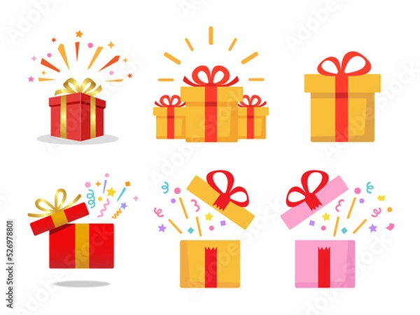 Obraz Celebrations in various colors, gift boxes for presentations, 다양한 칼라의 축하, 증정용 선물박스,