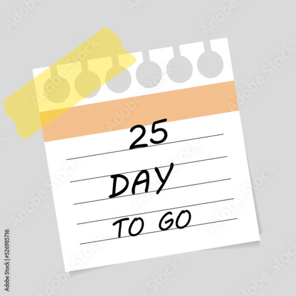 Fototapeta Vector illustration. Deadline, calendar, notebook, time management. 25 days left