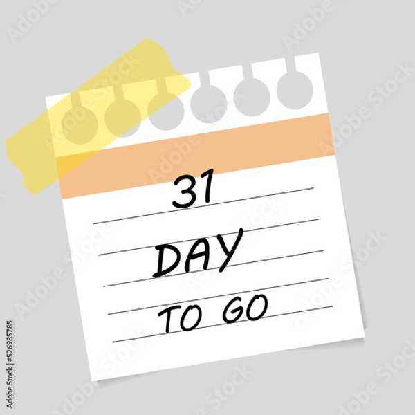 Fototapeta Vector illustration. Deadline, calendar, notebook, time management. 31 days left