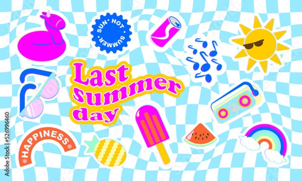 Fototapeta last summer day. Fun and bright stickers