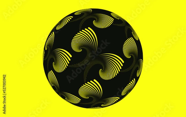 Obraz graphic sphere with wings pattern in yellow black