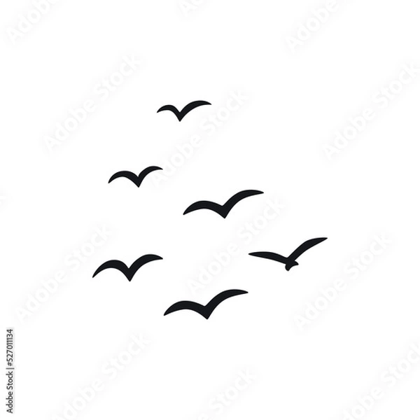 Obraz A flock of flying silhouette birds. Vector illustration