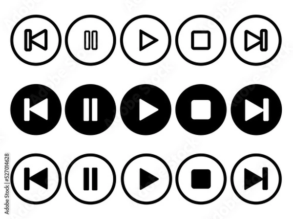 Fototapeta Set of media player isolated element. Vector icons. Design media player symbol.