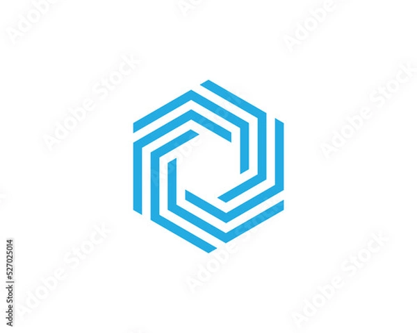 Fototapeta Creative Hexagon Technology Logo Concept sign icon symbol Design Element Line Art Style. Tech Logotype. Vector illustration template