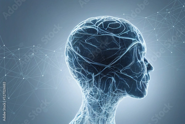 Fototapeta テクノロジー, シルエット, 人間, ビジネス, 脳,人工知能,AI,技術,画像認識,technology, silhouette, human, business, brain, artificial intelligence, AI, technology, image recognition