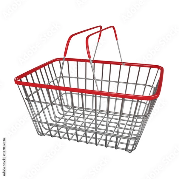 Obraz Basket or shopping cart on a transparent background, 3D rendering illustration
