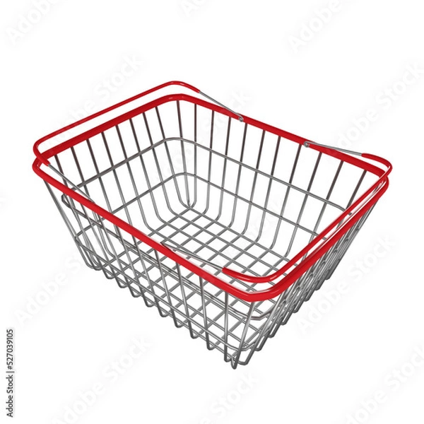 Obraz Basket or shopping cart on a transparent background, 3D rendering illustration