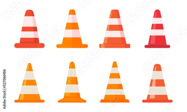 Fototapeta Traffic cones. Barrier cones divide the protective zone.