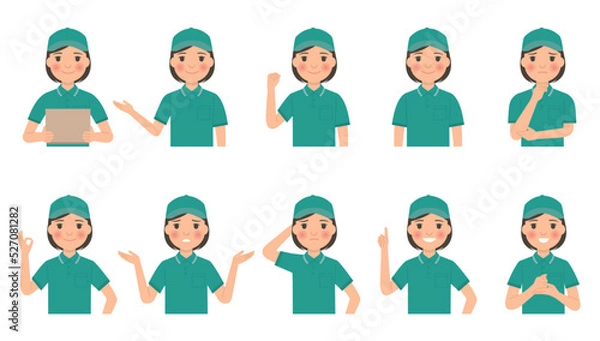 Fototapeta 女性配達員のポーズ集_上半身