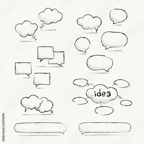 Obraz Sketched speech bubble and brain storm