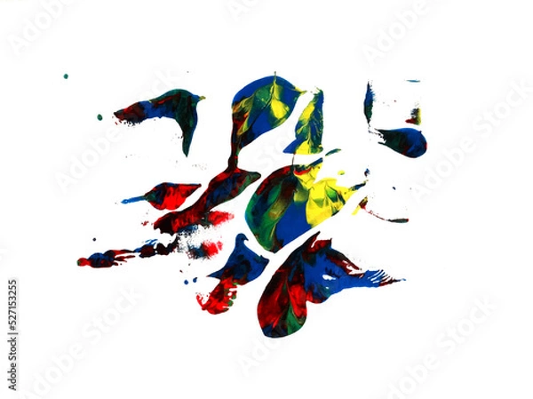 Fototapeta Multicolored drops of mixed ink with natural forms