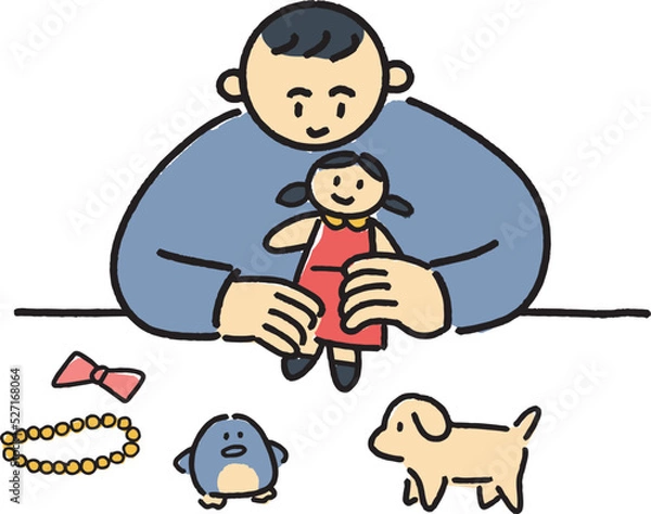 Fototapeta 人形やアクセサリーで遊ぶ男の子