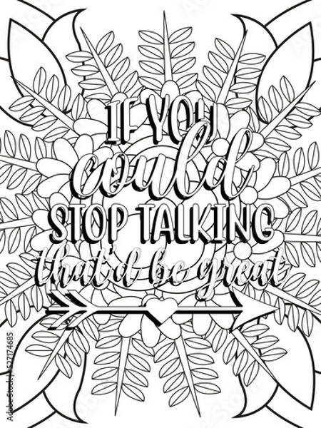 Fototapeta Funny-Quotes Coloring pages. Coloring page for adults and kids. Vector Illustration.