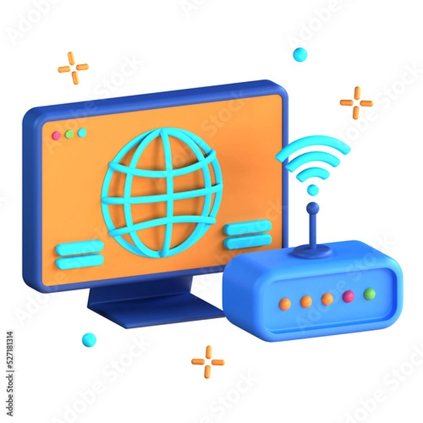 Obraz 3d icon illustration web internet wifi wireless connection