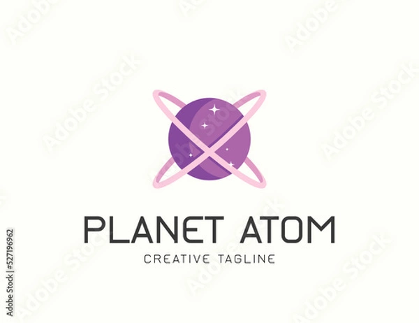 Obraz Planet Atom space logo design