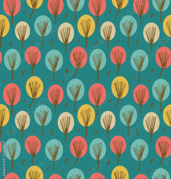 Fototapeta Endless emerald autumn pattern with trees