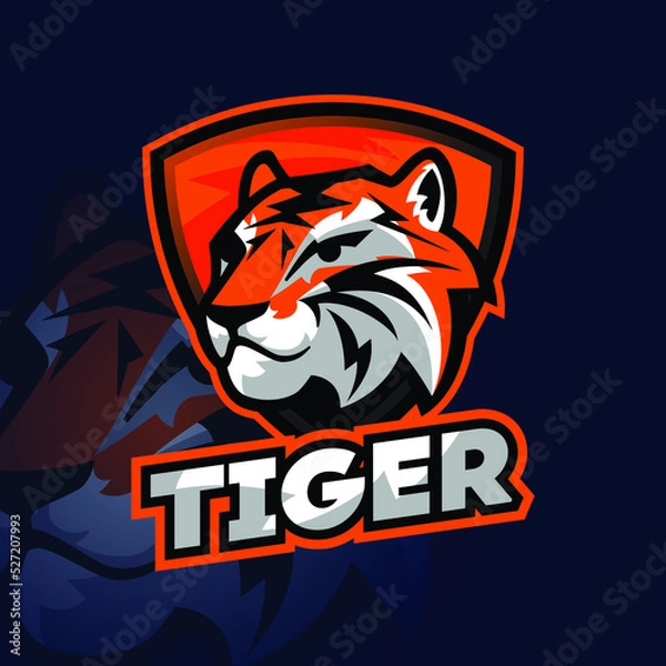 Obraz Tiger and Shield Esport Logo