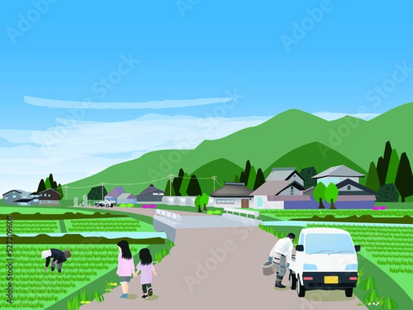 Fototapeta 田舎の農村風景