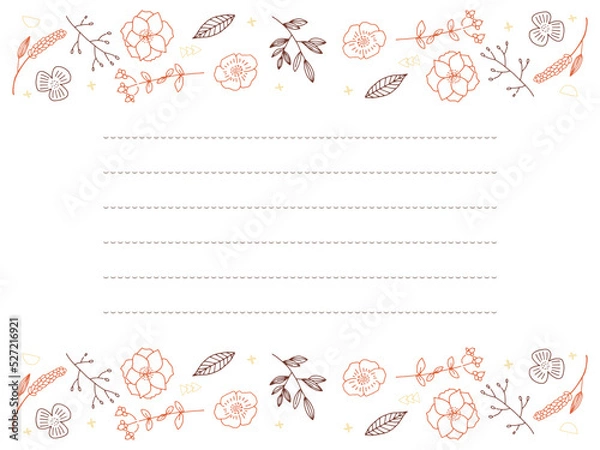 Obraz オレンジと茶色のお花のお手紙フレーム