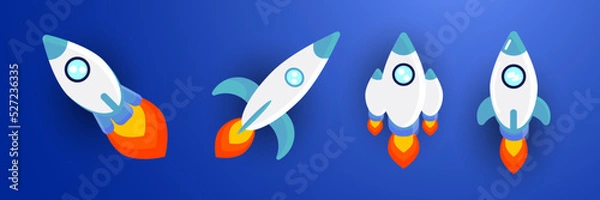 Fototapeta set of space ship rocket vector design fit for space banner,galaxy,business,growing,future,finance,etc 