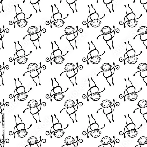 Fototapeta Monkey Upside Down Topsy-turvy Seamless Pattern