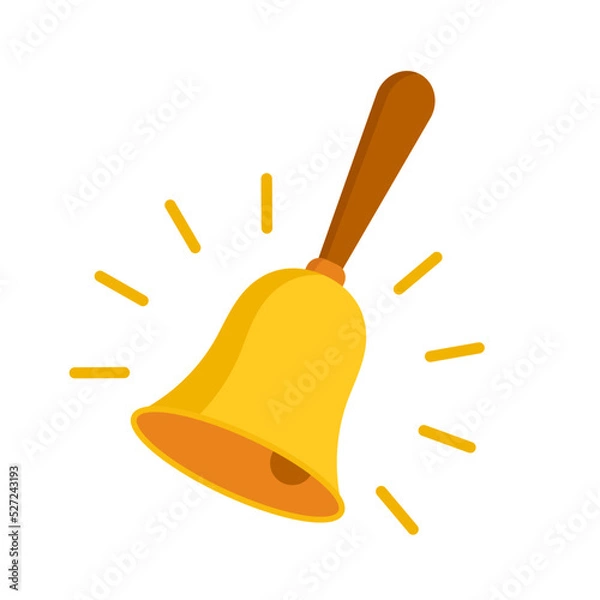 Obraz ringing hand bell flat icon vector illustration isolated on white background