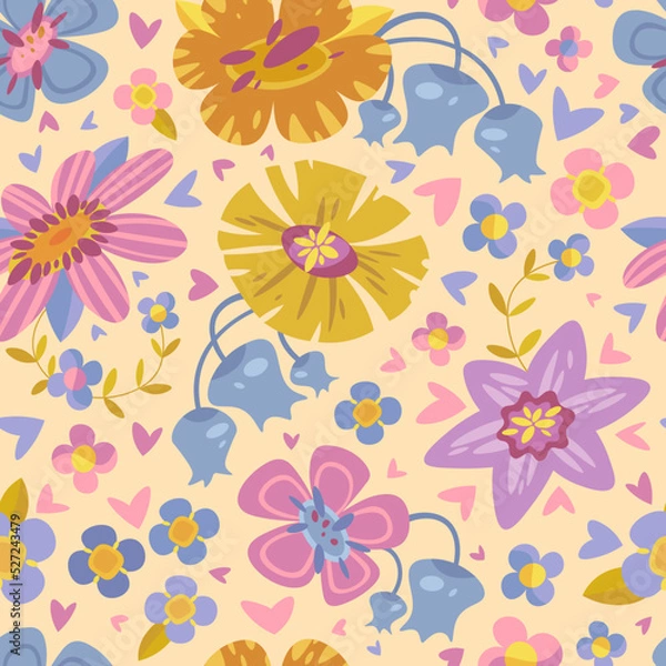 Obraz Vintage pattern with stylized flowers in warm colors. Background for cover design of sketchbooks and notebooks