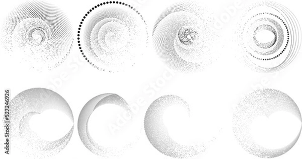 Fototapeta Grunge lines in Circle Form . Spiral Vector Illustration .Textured round Logo . Design element . Abstract Geometric circular shapes .Rotating grunge radial line. Concentric circles