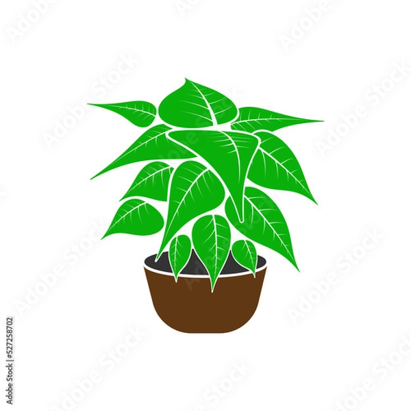 Fototapeta Icon of a large green vase in a pot. Vector illustration of a houseplant.