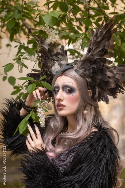 Obraz Portrait of a beautiful mysterious woman in the image of a dark elf queen.

