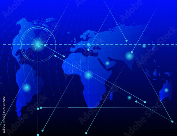 Fototapeta World map with information technology movements design vector