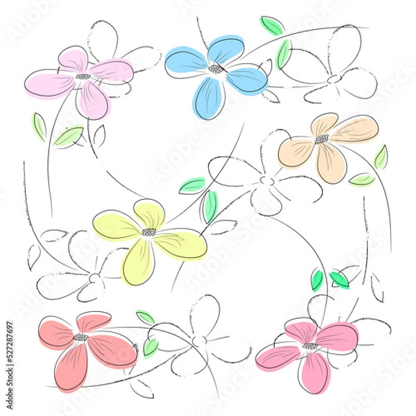 Obraz Light summer elegant modern background with flowers. Vector illustration.