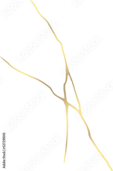 Fototapeta Kintsugi art style template. A4 design poster Abstract golden crack texture pattern on grey backdrop. Japanese vintage traditional craft Gold craquelure circle background. Vector illustration graphics