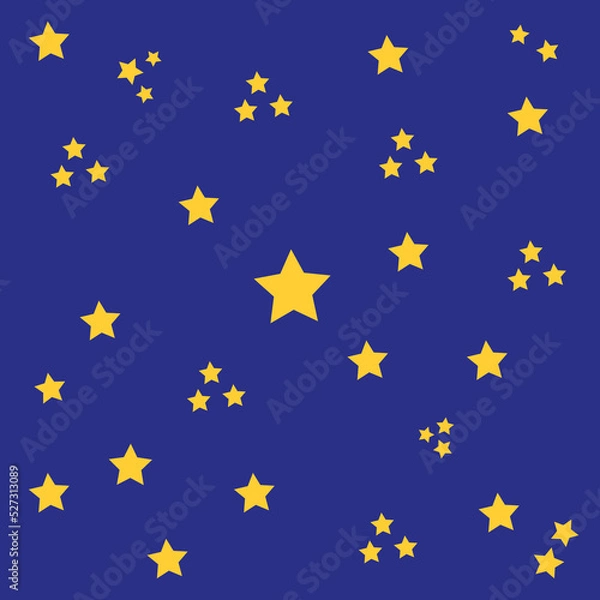 Fototapeta Blue vector abstract star yellow background pattern, bed sheet pattern, handkerchief pattern.