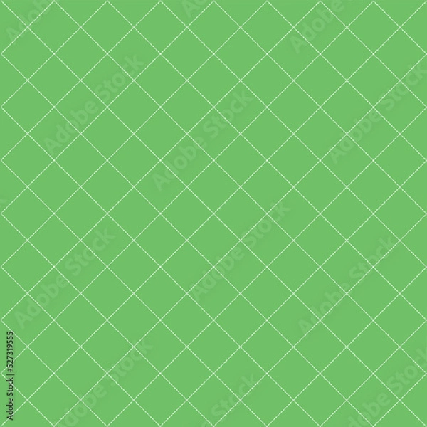 Fototapeta Abstract green square fabric pattern minimal , white dashed line quilt pattern, bed sheet pattern, handkerchief pattern.