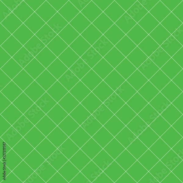 Fototapeta Abstract green square fabric pattern minimal , white dashed line quilt pattern, bed sheet pattern, handkerchief pattern.