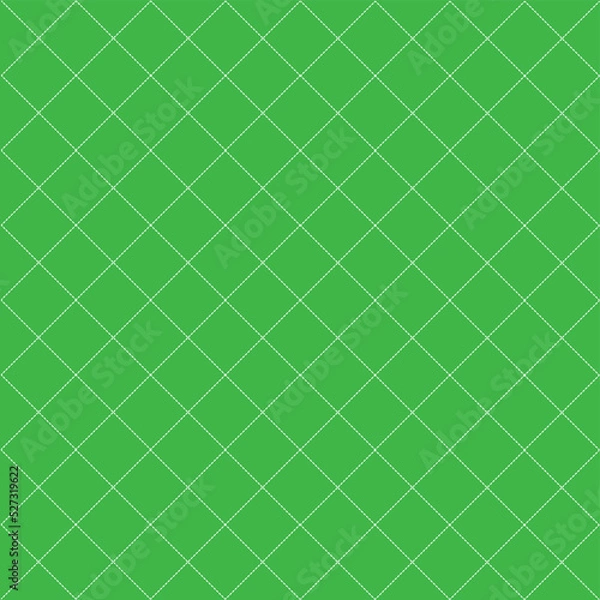 Fototapeta Abstract green square fabric pattern minimal , white dashed line quilt pattern, bed sheet pattern, handkerchief pattern.
