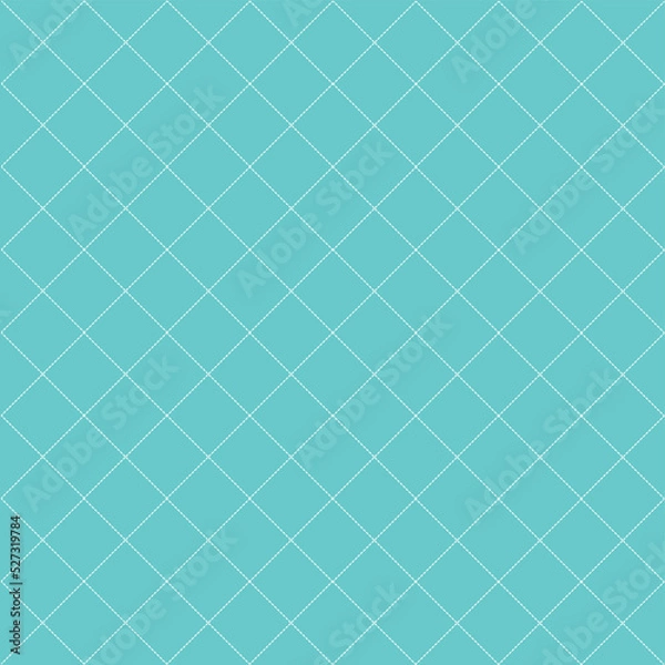 Fototapeta Abstract blue square fabric pattern minimal , white dashed line quilt pattern, bed sheet pattern, handkerchief pattern.