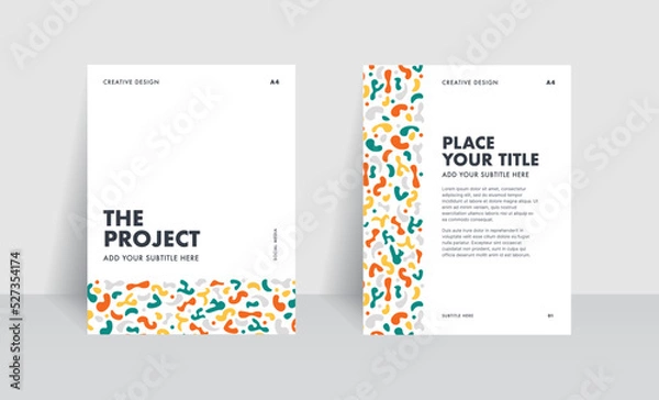 Fototapeta Colorful abstract presentation vector A4 vertical orientation front page. Corporate report cover abstract shapes. Company identity brochure template.