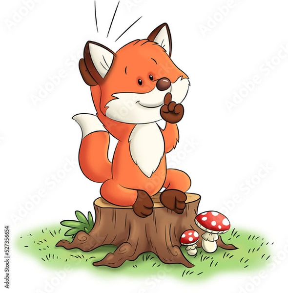 Obraz Ein niedlicher Fuchs hört genau zu und ist ganz leise