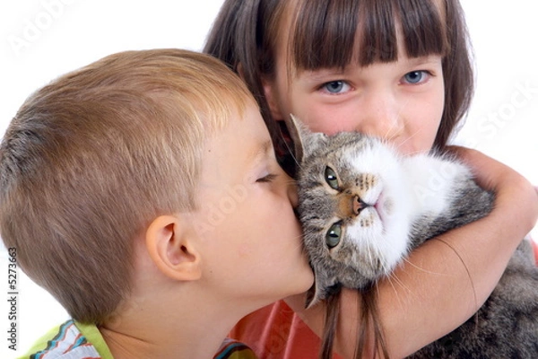 Obraz Dzieci i kot
